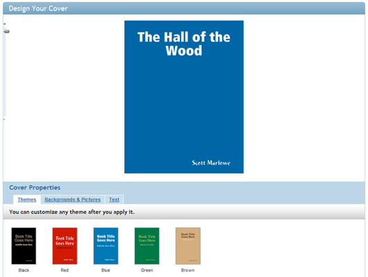 Creating a book cover using Lulu
