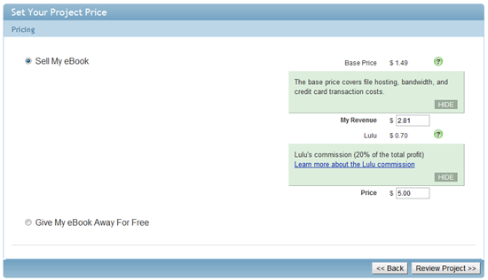 Set your eBook price