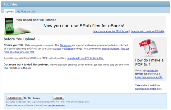 Upload files to Lulu