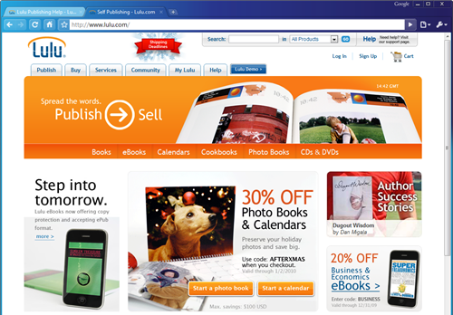 Home page of Lulu.com
